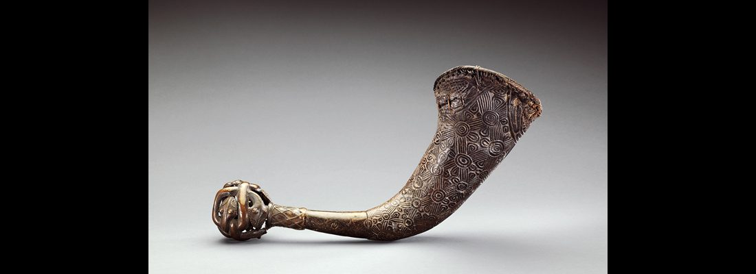 Artist unknown (Bamum peoples, Cameroon), Drinking horn, purchased in 1965, Duala, Cameroon, X66.69AB Museum Purchase. Fowler Museum at UCLA